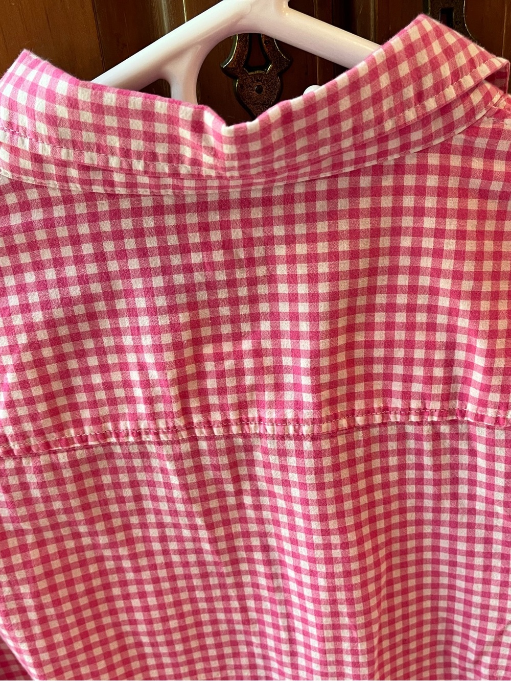 J CREW. FUSCHIA PINK GINGHAM CHECK COLLARRD BUTTON DOWN SHIRT/BLOUSE. MEDIUM - Picture 6 of 6
